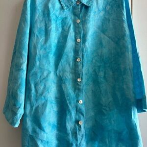 French Laundry Turquoise Linen Shirt like new